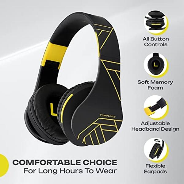 Bluetooth Headphones Over Ear, 6S Foldable Wireless Headphones with 6 EQ Modes, 40 Hours Playtime HiFi Stereo Headset with Mic, Soft Ear Pads, TF/FM for Cellphone/PC/Home (Black & 