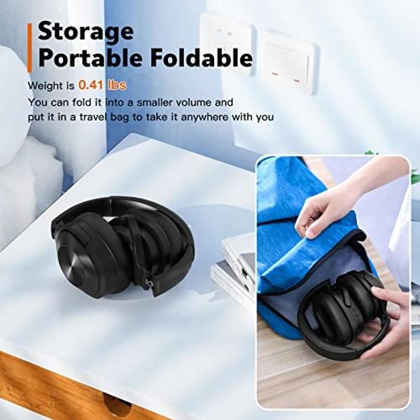 Active Noise Cancelling Headphones,Wireless Bluetooth Headphones Built-in Mic 40 Hours Playtime Wireless Noise Cancelling Headphone 3D Low Bass Tone Fast Charge
