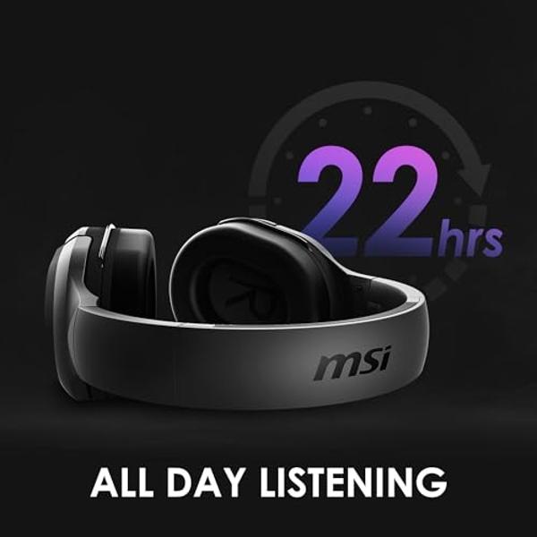 MSI Immerse GH50 Wireless Gaming Headset – 22 Hr Battery Life, 50mm Neodymium Drivers, Detachable Omnidirectional Mic, Lightweight Comfort, Cross Platform Connectivity