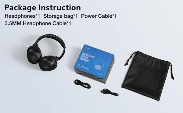 Active Noise Cancelling Headphones,Wireless Bluetooth Headphones Built-in Mic 40 Hours Playtime Wireless Noise Cancelling Headphone 3D Low Bass Tone Fast Charge