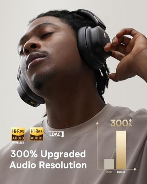 Baseus Bowie 30 Max Active Noise Cancelling Headphones, Head Tracking Spatial Audio, LDAC Hi-Res Wireless Sound, 65H Playtime, Comfort Fit, Clear Calls, App Control, Bluetooth 5.4 