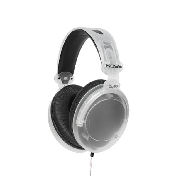 Koss CL/80 Over-Ear Headphones, Clear Transparent Design, Full Size, Retro Style, 3.5mm Plug