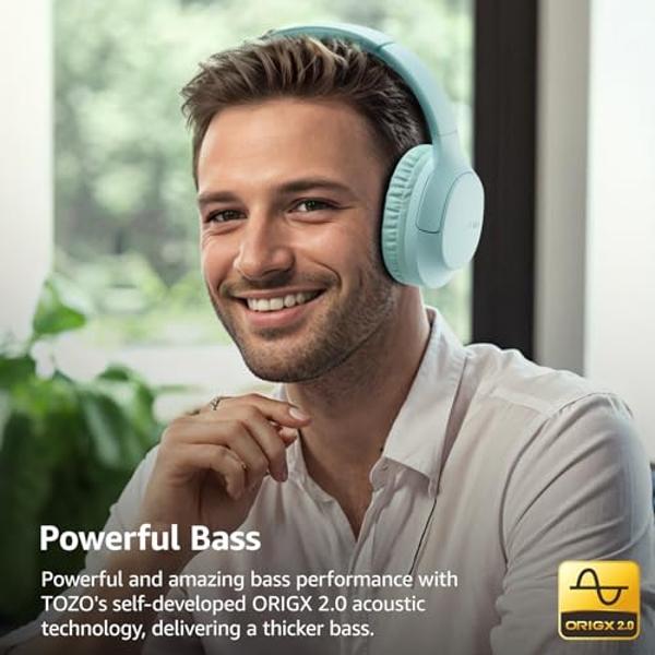 Tronsmart Q20S Hybrid Active Noise Cancelling Headphones, Wireless Over Ear Headphones with Mic, Hi-Res Audio, 60H Playtime, Deep Bass Custom EQ via App, Comfort Fit, for Travel Ho