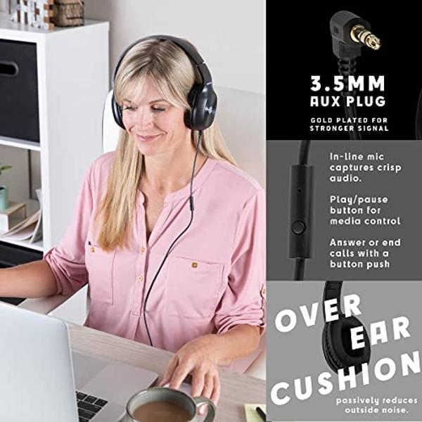 Classroom Headphones-Bulk 25-Pack, with Microphone Student On Ear Comfy Swivel Earphones for Library, School, Airplane, Kids-for Online Learning and Travel, HQ Stereo Sound 3.5mm J