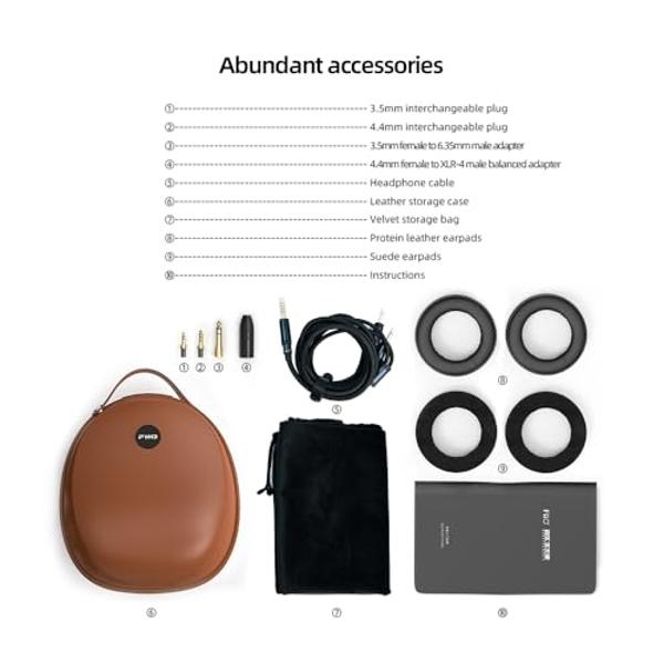 FiiO FT3 HiFi Studio 32ohm Wired Over-Ear/Open-Back Headphone, 60mm High-Performance Dynamic Driver Headset 3.5mmSE/4.4mm/6.35mm for Audiophiles/Stereo, Great-Sounding (32ohm)