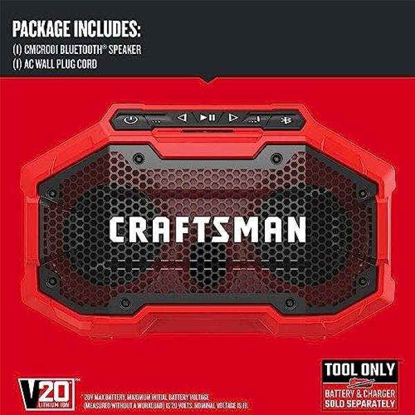 CRAFTSMAN V20 Wireless Portable Bluetooth Speaker, Tool Only (CMCR001B), Red