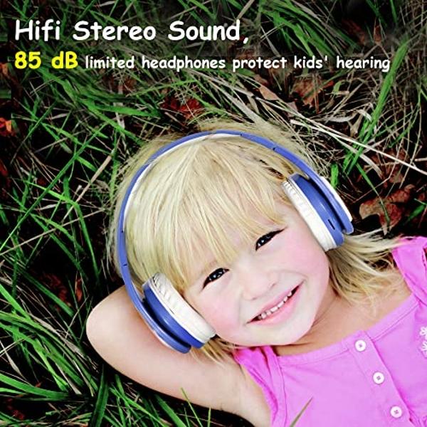 YLFASHION Kids Bluetooth Headphones, Child Wireless Cartoon Headphones, Over Ear Headphones Built-in Mic for Children/School/iPad/Tablet/Airplane (Pink)