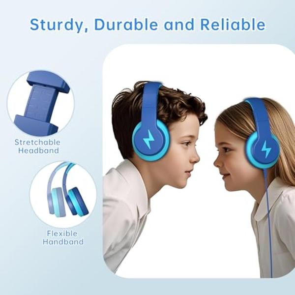 Candy Bila Kids Headphones for School, Upgrade USB C Kids Headphones, Wired Headphone for Kid, HD Stereo Sound, Foldable Kid Over-Ear Headphone for Boys, Girls, iPad, PC, Tablets, 