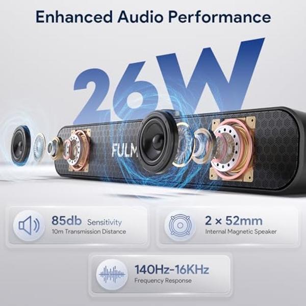 FULMINARE Bluetooth Speaker with 26W HD Sound, Portable Speaker Up to 30H Playtime, AUX&TF-Card&USB Input, LED Lights, Speakers Bluetooth 5.3 Wireless for Home/Party/Outdoor, Birth
