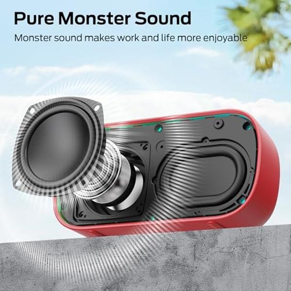 Monster S150 Bluetooth Speaker, Strong Bluetooth 5.4, IPX7 Waterproof Wireless Speaker, Support Sulti-Channel Connection, HD Hands-Free Calling, Compact Design Bluetooth Speakers