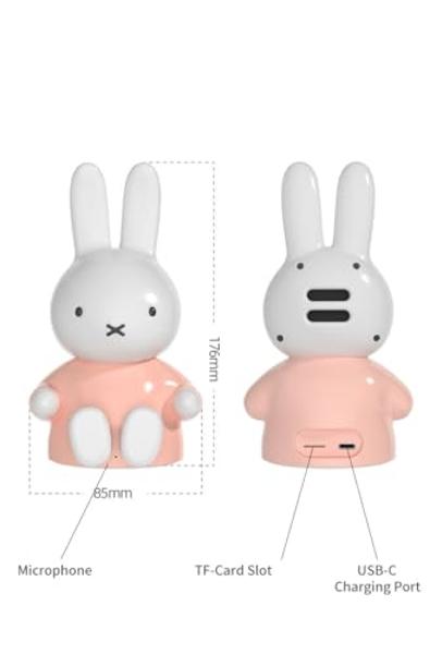 Miffy Portable Bluetooth Speakers, Cute Portable Wireless Speakers with Loud Stereo Sound, Built-in Mic, TF-Card Slot, Dual Pairing,40H Playtime for Room, Desk Decor, for her (Pink