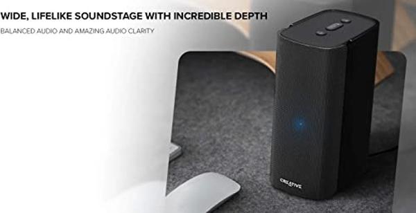 Creative Labs 51MF1690AA002 T100 2.0 Bluetooth Speaker System - 40 W RMS - 50 Hz to 20 kHz - USB - Compact Hi-Fi Wireless Desktop PC Speakers (Renewed)