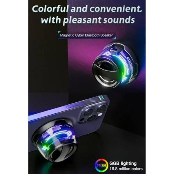 Hounyoln Magnetic Bluetooth Speaker,Multifunctional Portable G200 Speaker with Multi RGB Color Light Show-3D Surround Sound Effect,Phone Stand for iPhone, Android, TWS Pairing (Bla