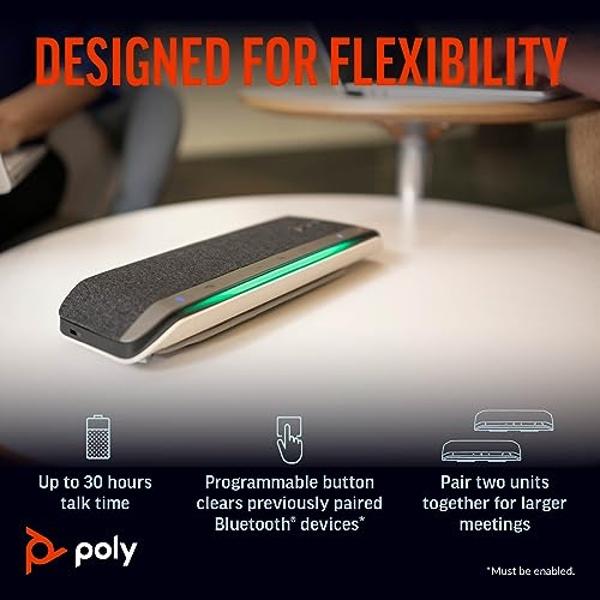 Poly Sync 40 Smart Speakerphone (Plantronics) - Flexible Workspaces - Connect to PC/Mac via USB and Smartphones via Bluetooth - Certified for Microsoft Teams – Amazon Exclusive