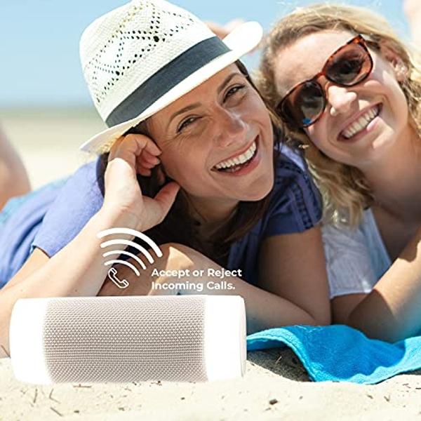 iJoy Wireless Speaker with 10 Hour Playtime - IP66 Waterproof, Dustproof, Weatherproof Light Up Bluetooth Tiki Speaker with LED Lights + Adjustable Stake Height for Use As Wireless