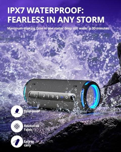 Altec Lansing - HydraJolt Wireless Bluetooth Speaker, Waterproof Portable Speakers with Built in Phone Charger and Lights, Everything Proof Outdoor, Shockproof, Snowproof, 16 Hours