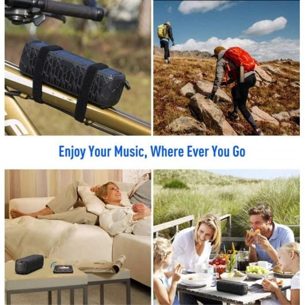 ABFOCE Solar Bluetooth Speaker, Portable Outdoor Speaker with 5000mAh Power Bank,60 Hours Play Time with Mic Stereo Sound Home Wireless Speaker-Black
