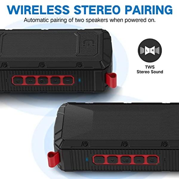 ABFOCE Solar Bluetooth Speaker, Portable Outdoor Speaker with 5000mAh Power Bank,60 Hours Play Time with Mic Stereo Sound Home Wireless Speaker-Black