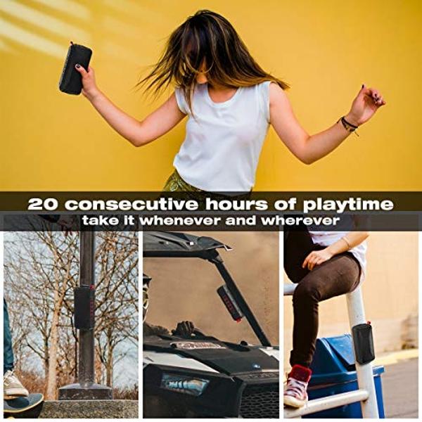 ABFOCE Solar Bluetooth Speaker, Portable Outdoor Speaker with 5000mAh Power Bank,60 Hours Play Time with Mic Stereo Sound Home Wireless Speaker-Black