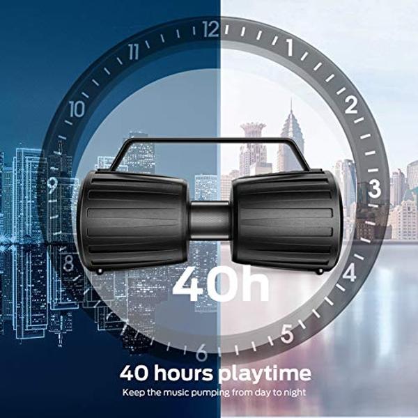 Monster Adventurer Force Bluetooth Speaker IPX7 Waterproof Speaker 5.0 with Microphone Input, 80W Portable Bluetooth Speakers with 40H Playtime for Indoor Outdoor Party, Black