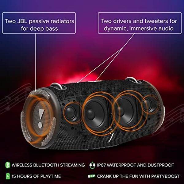JBL Xtreme 3 Portable Bluetooth Speaker - Powerful Sound & Deep Bass - IP67 Waterproof - Pair with Multiple Speakers - Wireless Bluetooth Speaker Bundle with Megen Protective Hards