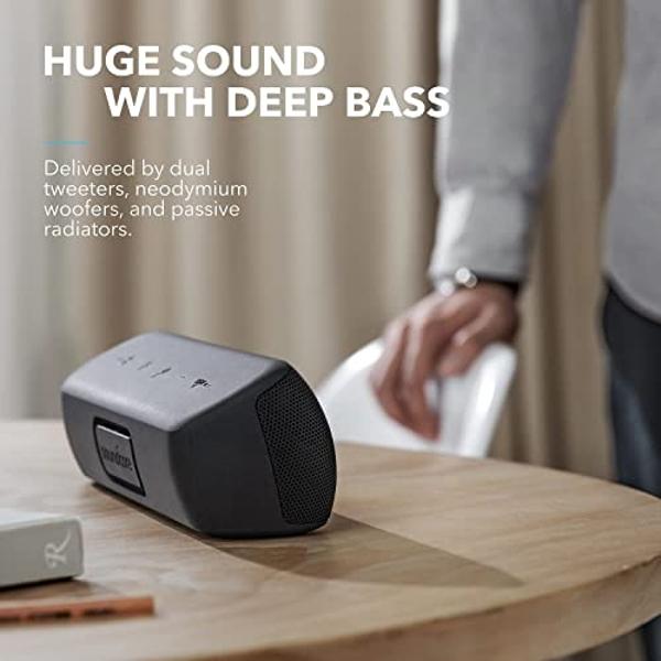Soundcore Anker Motion+ Bluetooth Speaker with Hi-Res 30W Audio, Extended Bass and Treble, Wireless HiFi Portable Speaker with App, Customizable EQ, 12-Hour Playtime, IPX7 Waterpro