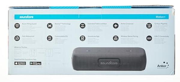 Soundcore Anker Motion+ Bluetooth Speaker with Hi-Res 30W Audio, Extended Bass and Treble, Wireless HiFi Portable Speaker with App, Customizable EQ, 12-Hour Playtime, IPX7 Waterpro