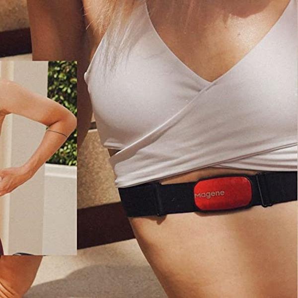 Magene H603 Chest Strap Heart Rate Monitor, ANT+ and Bluetooth Compatible with Fully Adjustable Strap, iPhone & Android Compatible