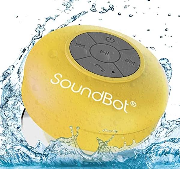 Soundbot SB510 HD Bluetooth, USB, Infrared Shower Speaker, Water Resistant Handsfree Portable Speakerphone with Built-in Mic, 6hrs of Playtime, Control Buttons and Dedicated Suctio