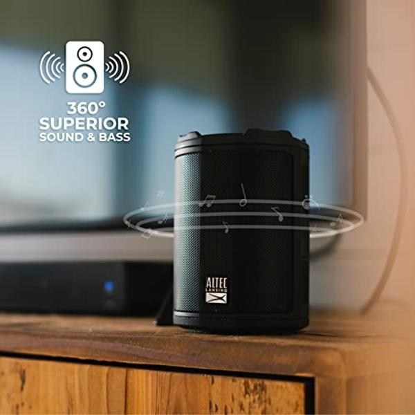Altec Lansing - HydraMotion Wireless Bluetooth Speaker with 360 Degree Sound, Portable IP67 Waterproof for Outdoors, Shockproof, Snowproof, Everything Proof, 12 Hour Playtime (Blac