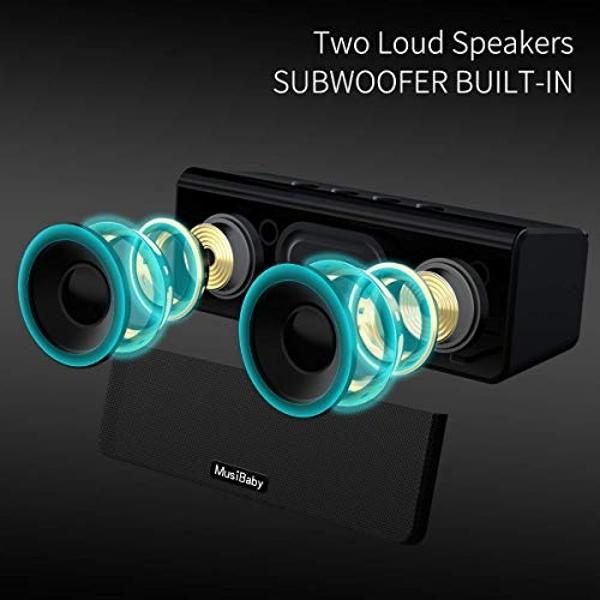 Bluetooth Speaker,MusiBaby Speakers Bluetooth Wireless,Outdoor,Waterproof,PortableSpeaker,Booming Bass,Stereo,Dual Pairing,24H Play,Wireless Speakers for Home,Hiking,Travel-Black
