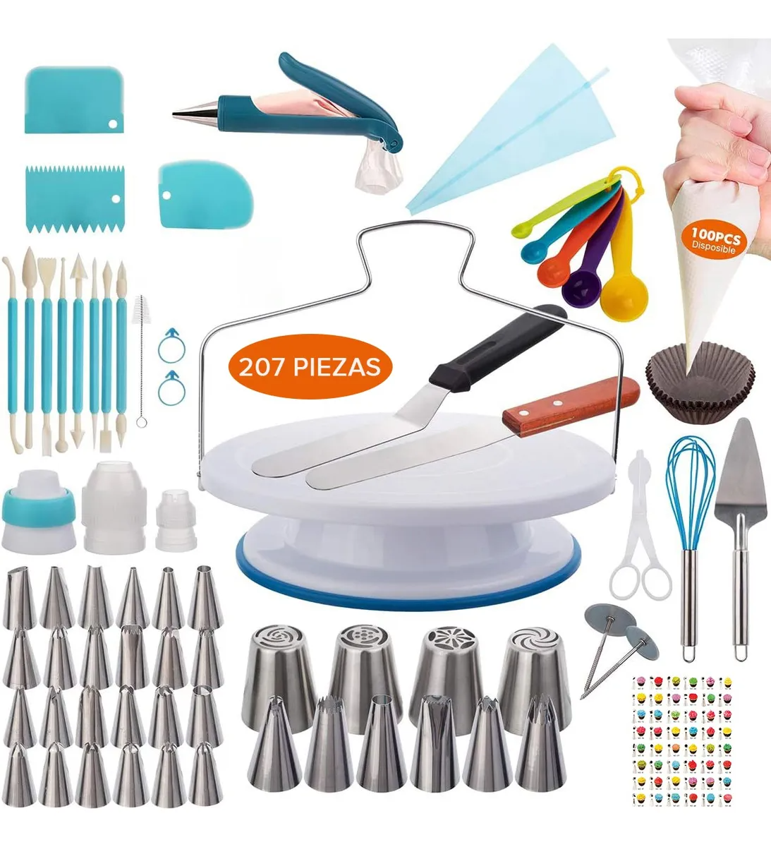 Set Utensilios Repostería Pastelería Base Giratoria Pastel