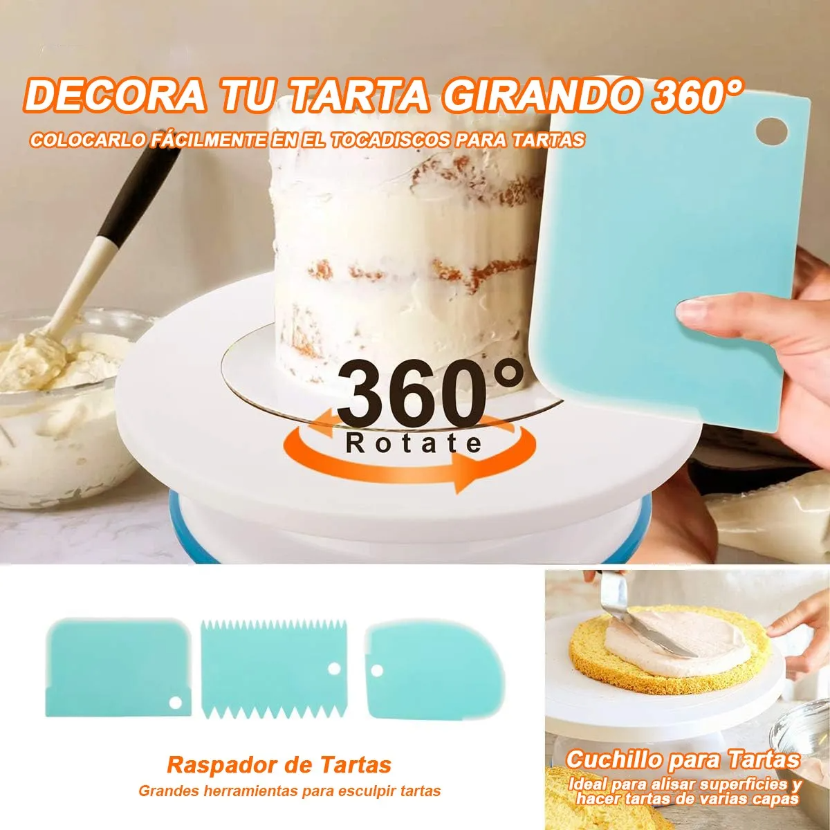 Set Utensilios Repostería Pastelería Base Giratoria Pastel