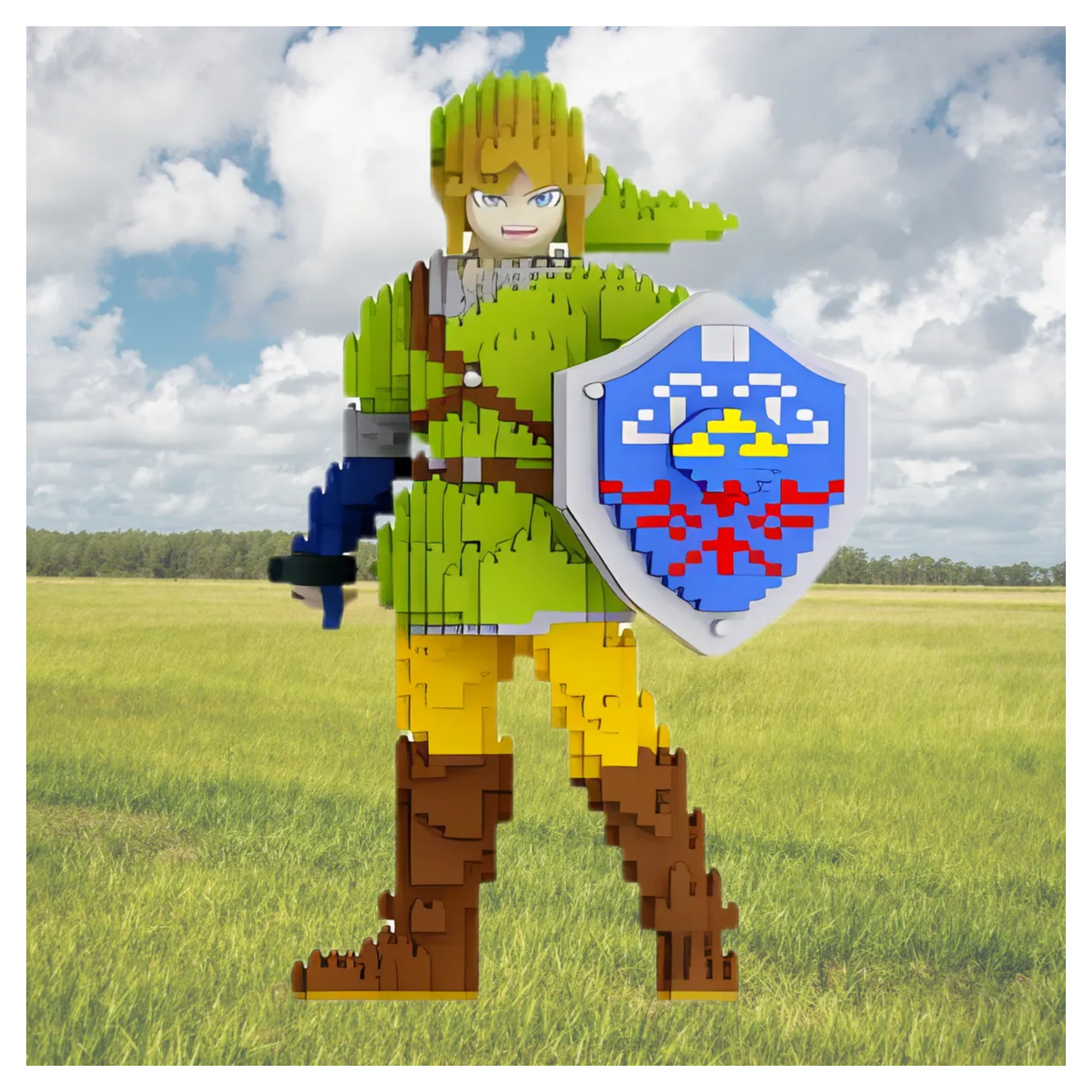 Link The Legend Of Zelda Figura 3d Mini Bloques Armables