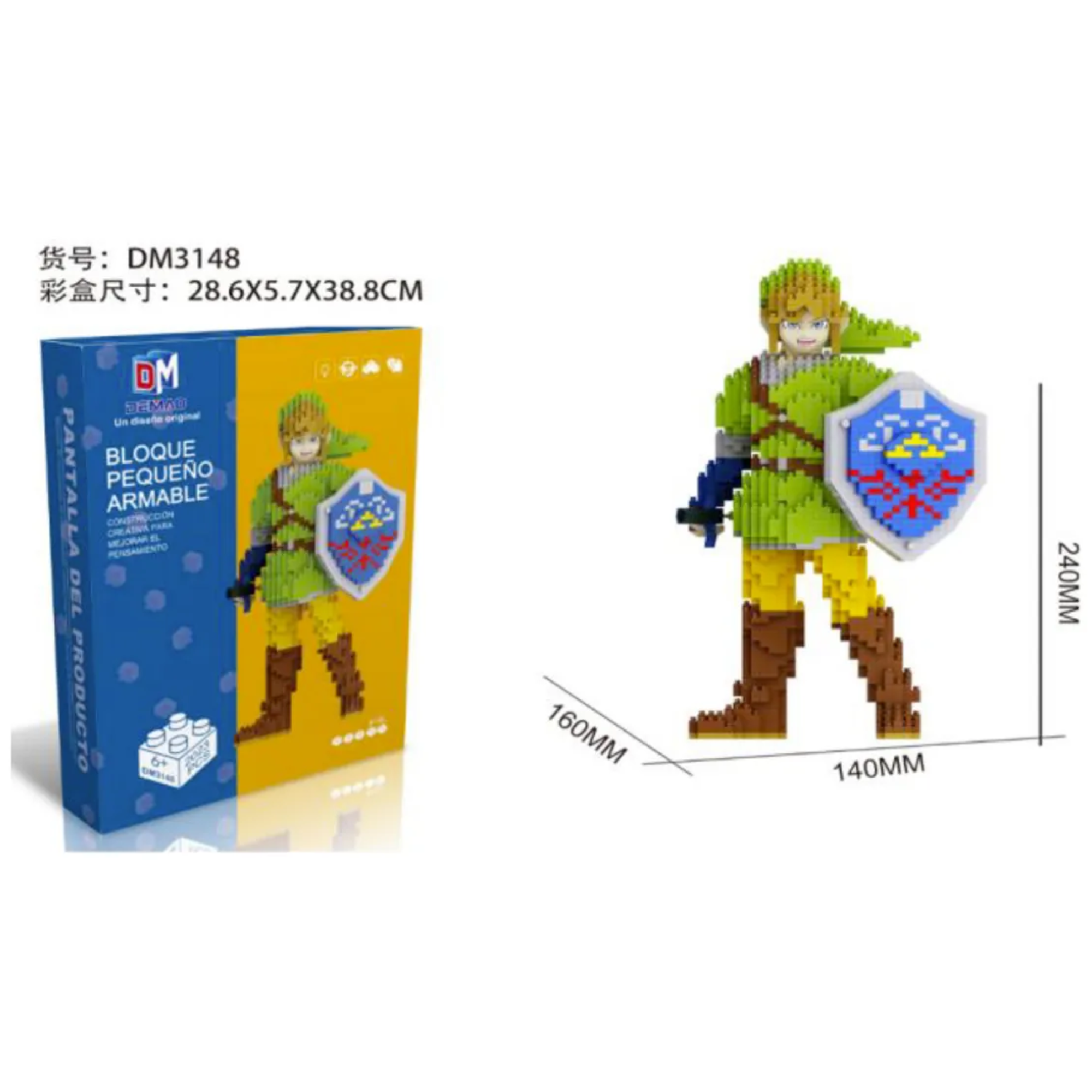 Link The Legend Of Zelda Figura 3d Mini Bloques Armables