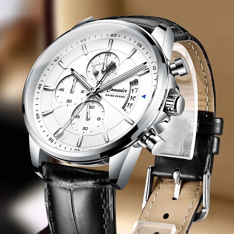 Reloj Hombre Elegante Cuero Original Y Elegante+caja