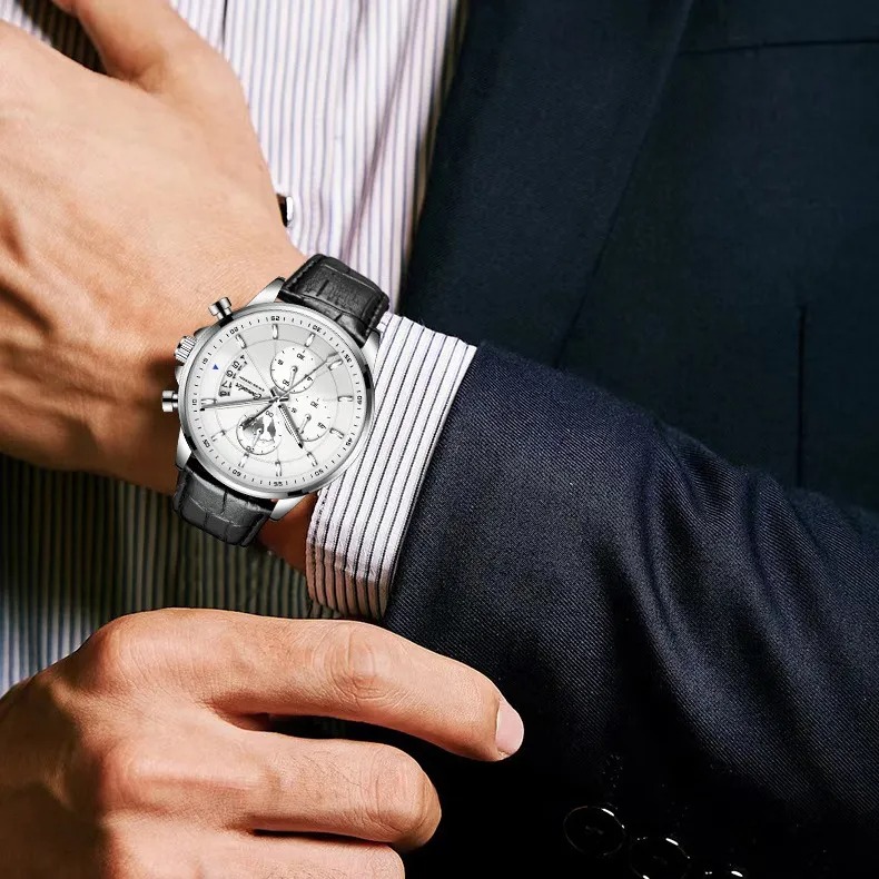Reloj Hombre Elegante Cuero Original Y Elegante+caja