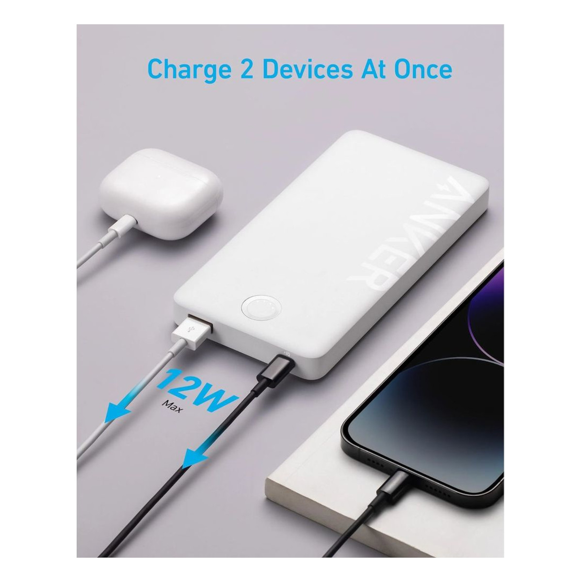 Power Bank Anker 10,000mAh Carga Rápida Bidireccional Blanco