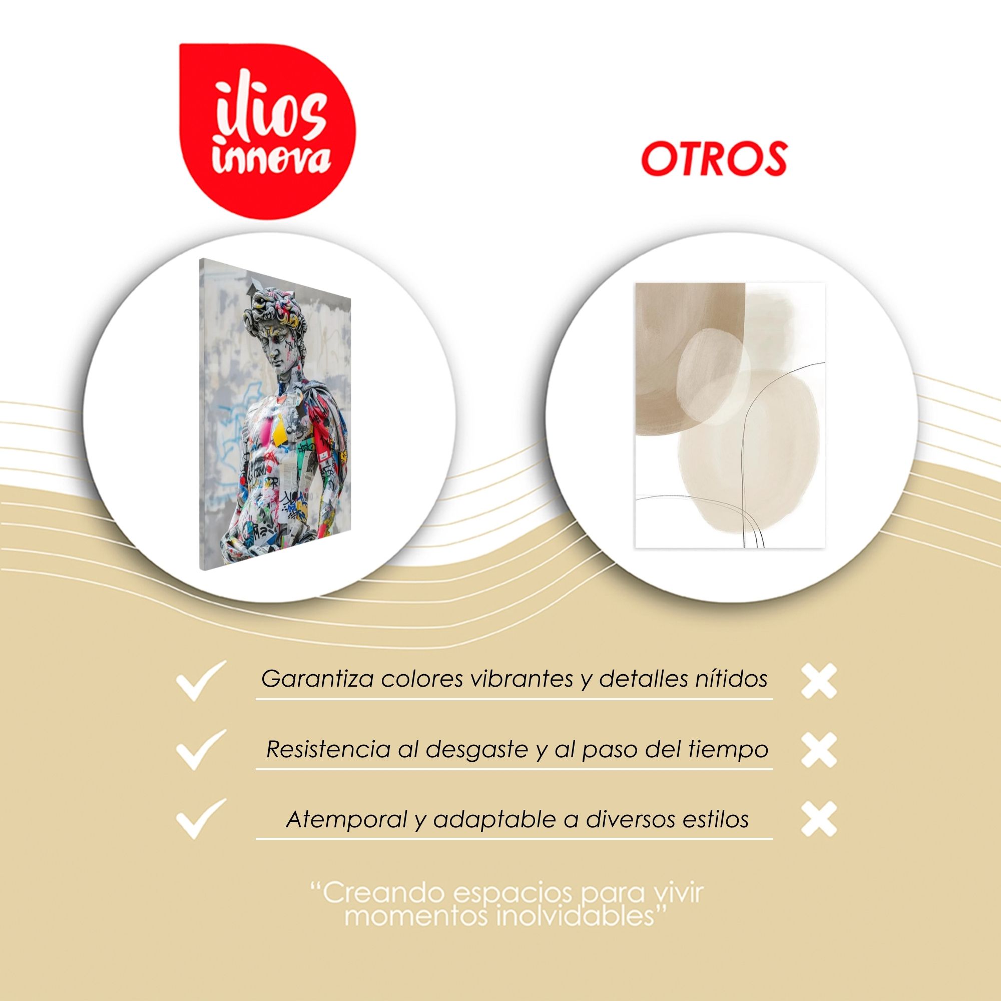 Ilios Innova | Cuadro Decorativo Fotografía David grafiti, Impreso en Tela 80x120cm, Impresión digital de alta calidad