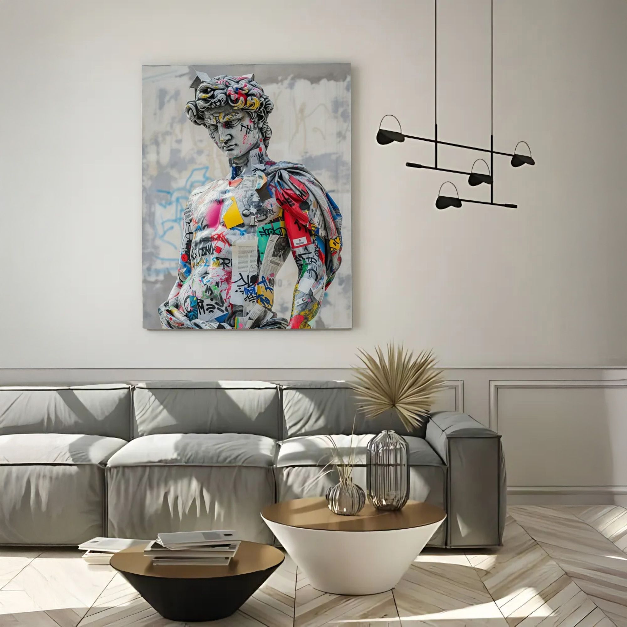 Ilios Innova | Cuadro Decorativo Fotografía David grafiti, Impreso en Tela 80x120cm, Impresión digital de alta calidad