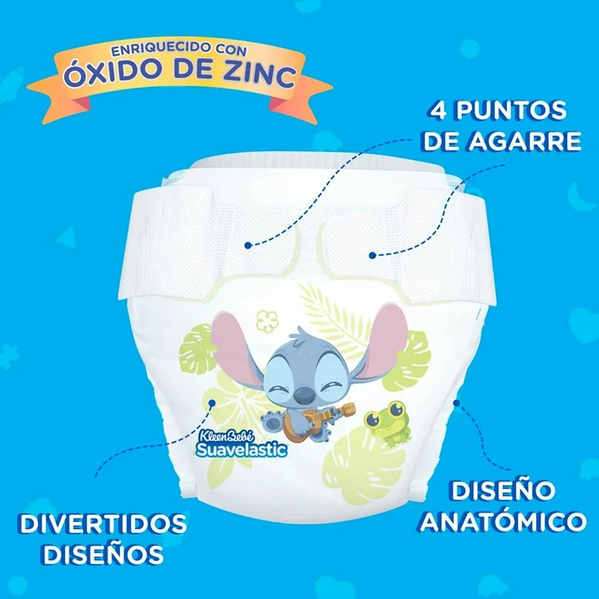 Pañal Kleen Bebé Suavelastic Etapa 6 Extra Jumbo 90pz Stitch