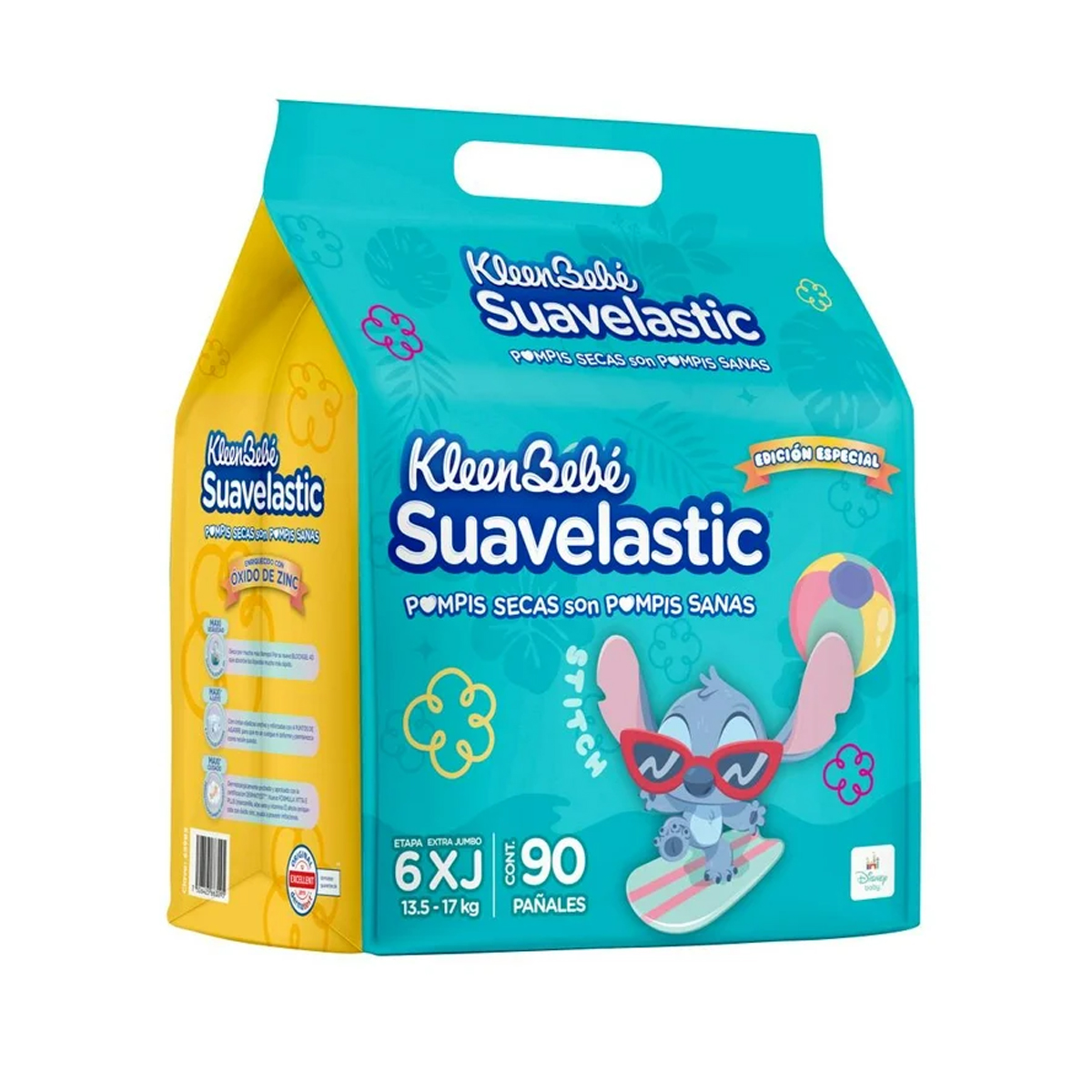 Pañal Kleen Bebé Suavelastic Etapa 6 Extra Jumbo 90pz Stitch