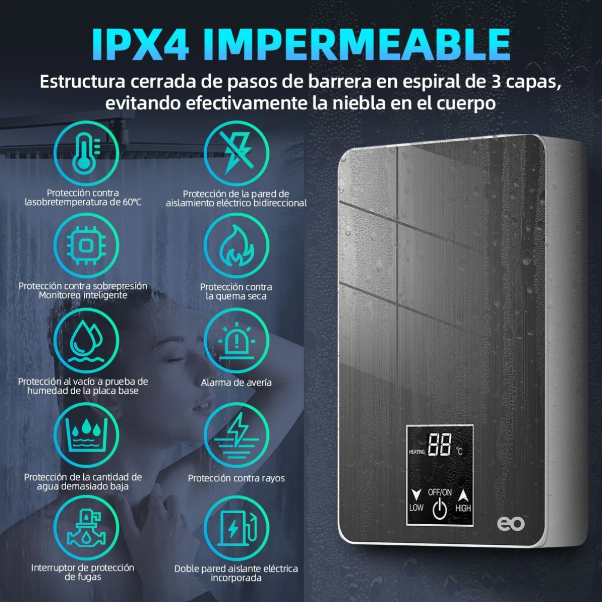 Calentador De Agua De Paso Electricos Boiler Instantaneo 5kw Blanco