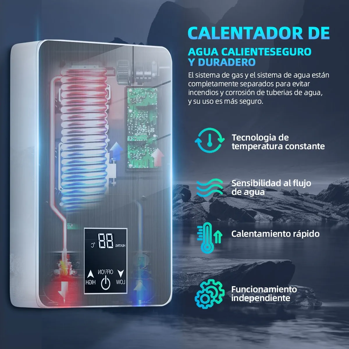 Calentador De Agua De Paso Electricos Boiler Instantaneo 5kw Blanco
