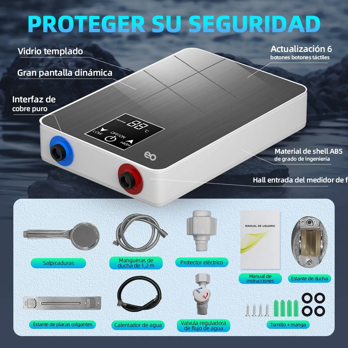 Calentador De Agua De Paso Electricos Boiler Instantaneo 5kw Blanco