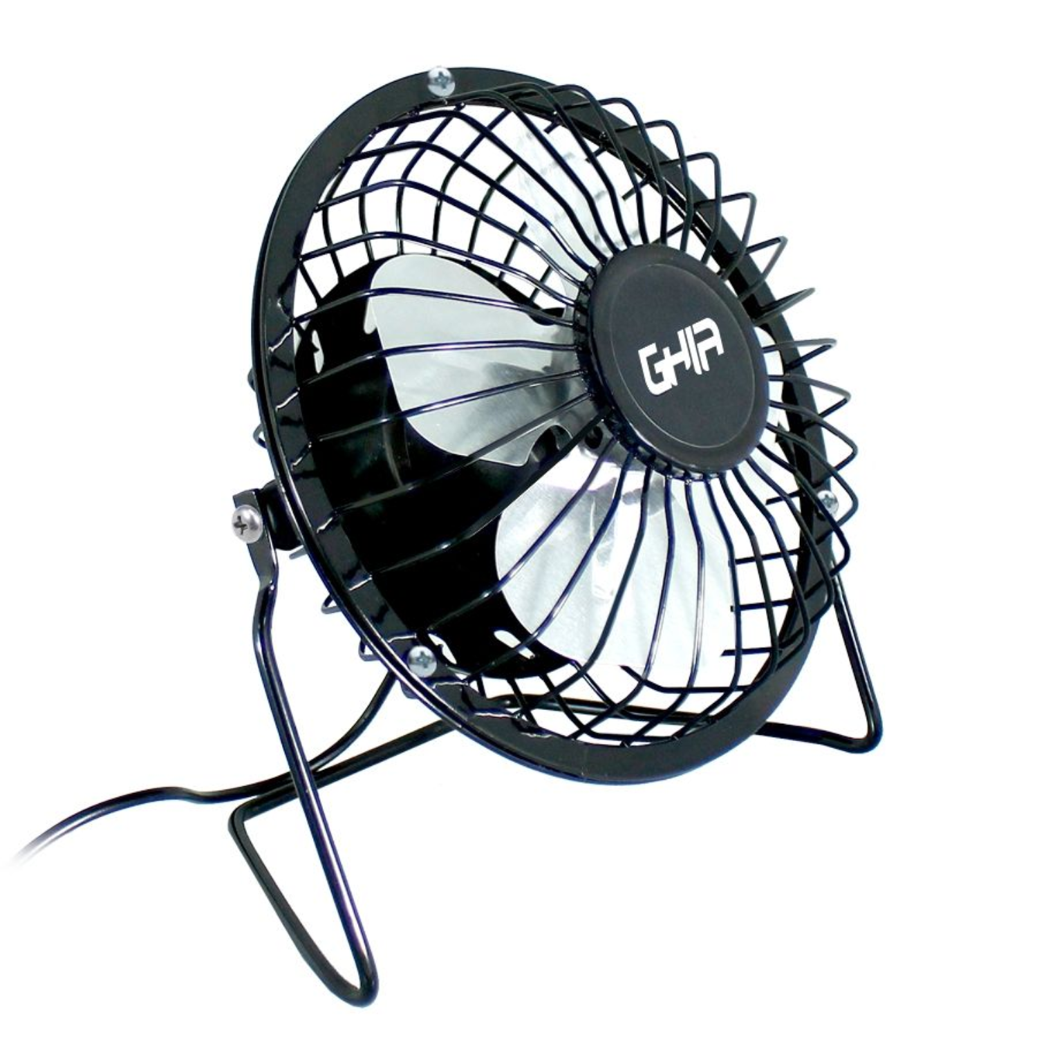Ventilador Ghia Mini De Escritorio USB Metálico Color Negro Modelo GAC-205