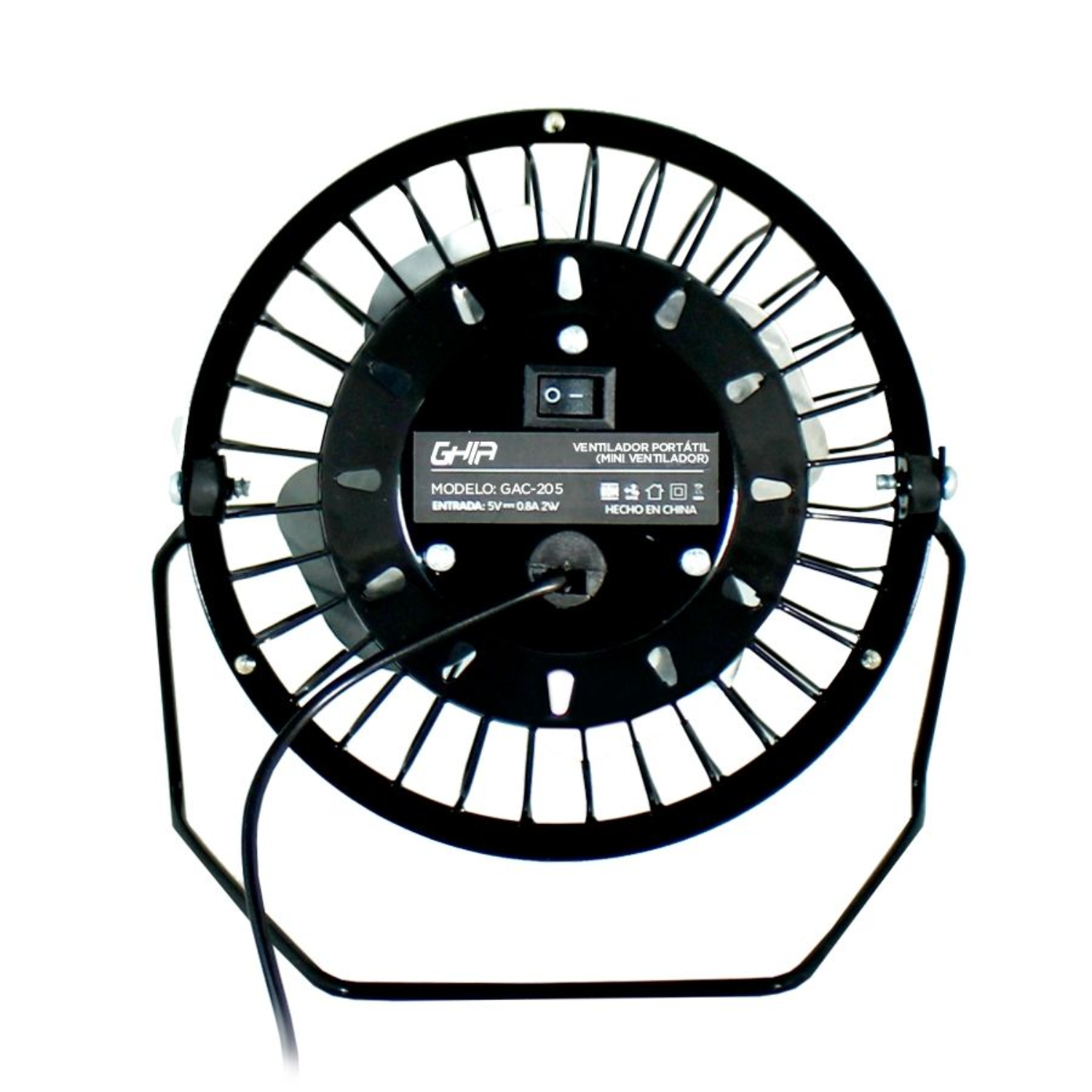 Ventilador Ghia Mini De Escritorio USB Metálico Color Negro Modelo GAC-205