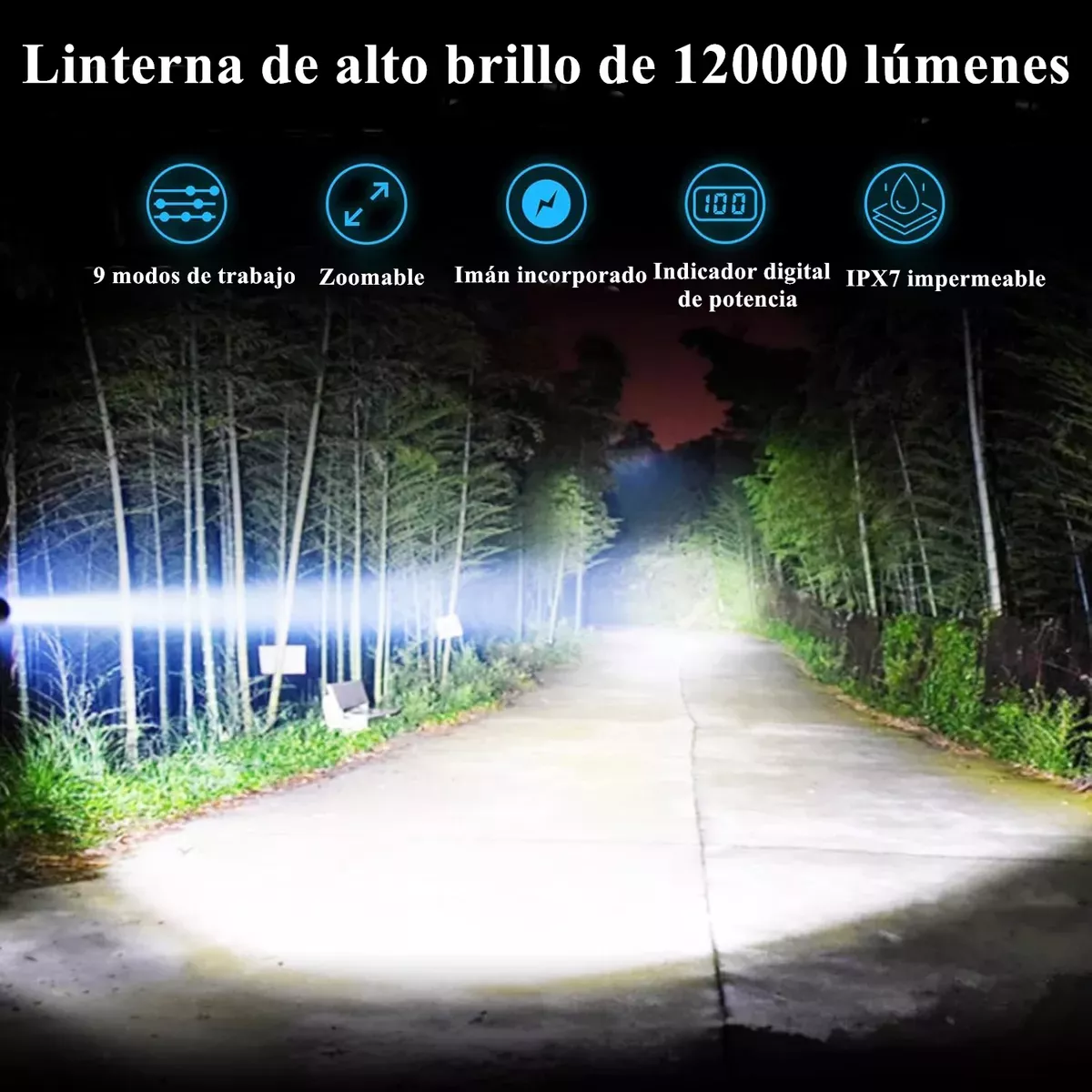Lámpara Táctica 120000 Lúmenes Led  Blanco/Rojo