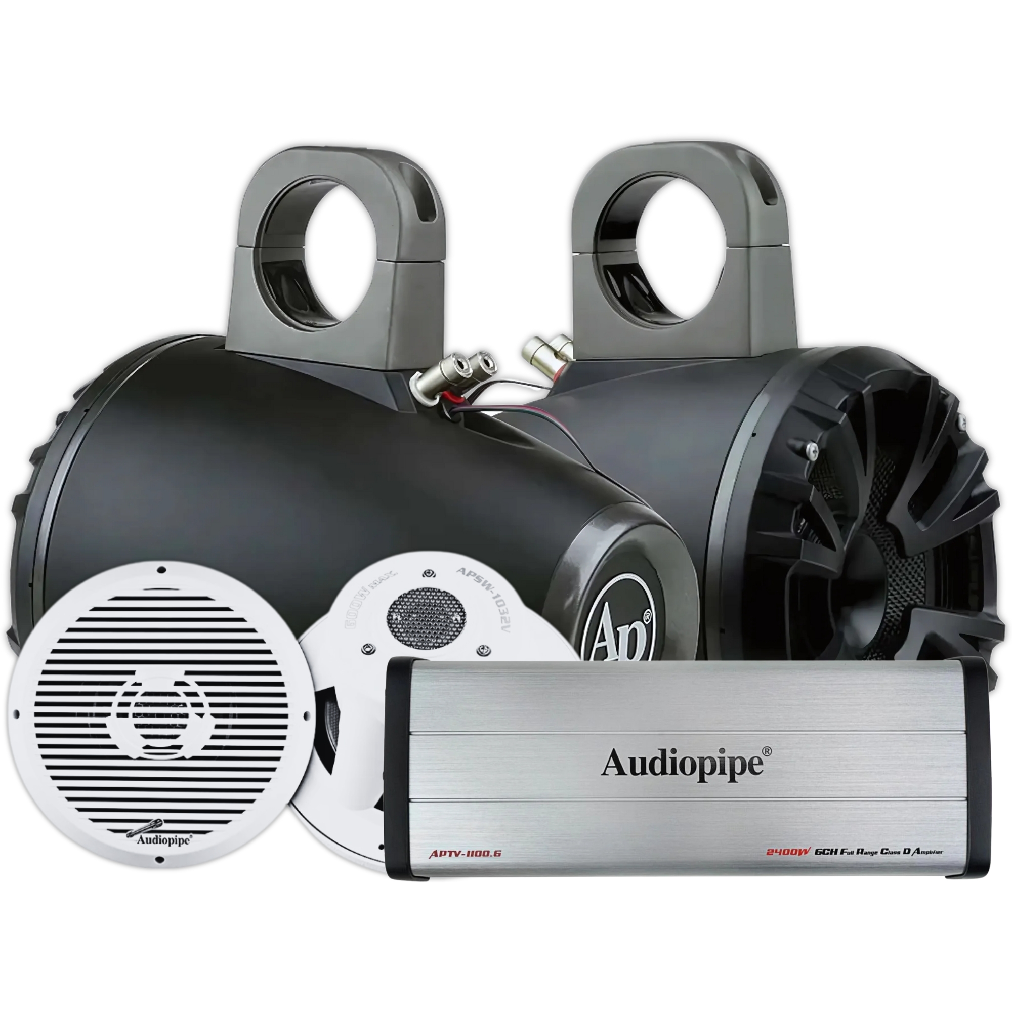 Kit Audio Marino Completo Bocinas Torre Ampli Audiopipe UTV