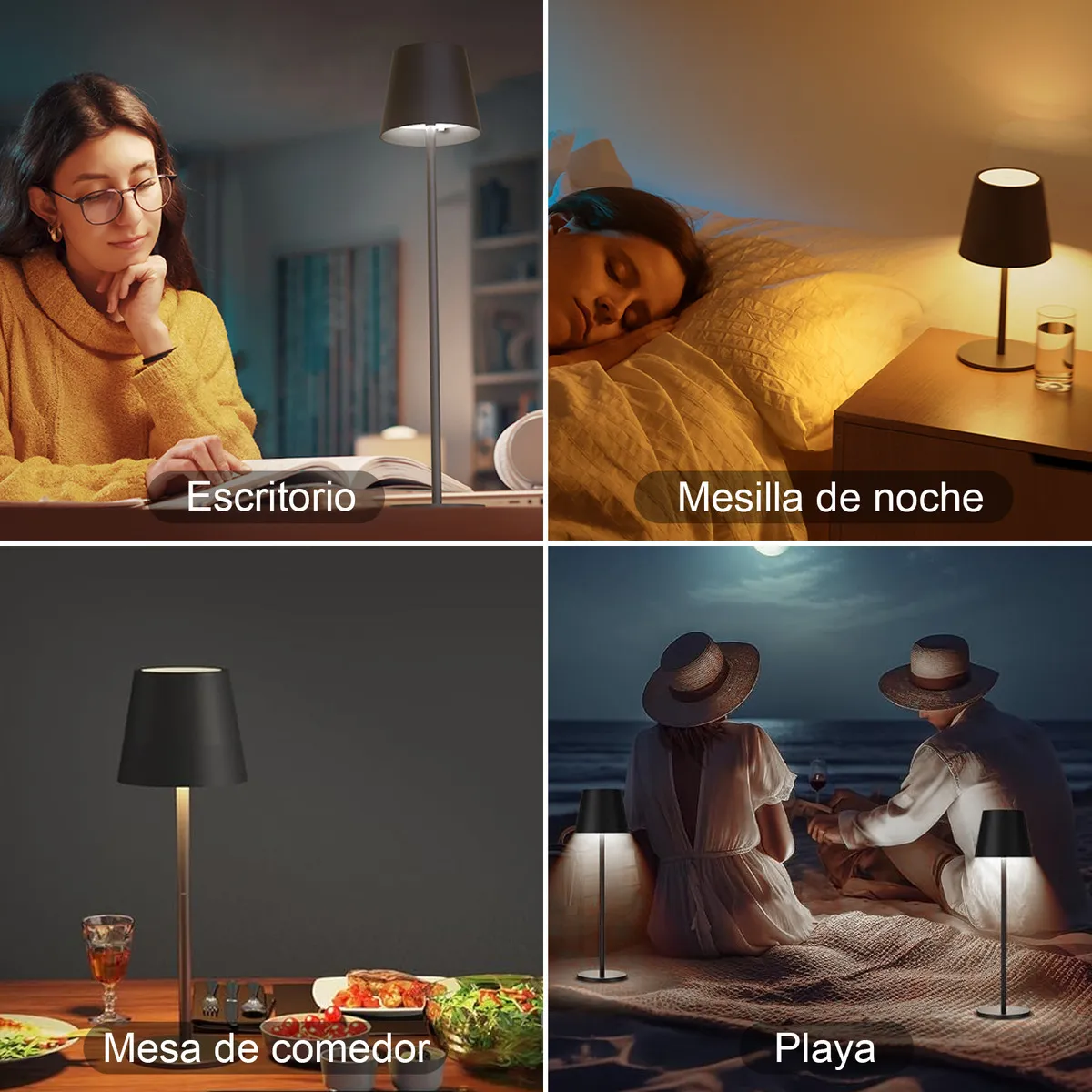 Lámpara De Mesa Led Moderna Ajustable Recargable
